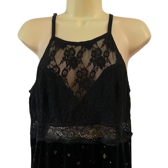INC International Concepts Black Lace & Velour Nightgown Woman Size Large - Picture 3 of 11